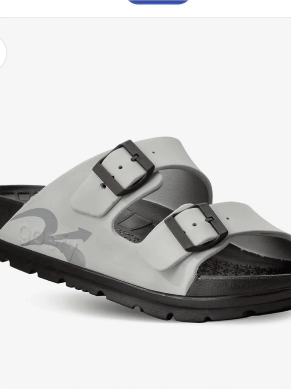 Men's Double-Buckle Slide Sandal in Light Gray